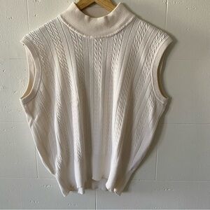Vintage Cream Sleeveless Cable Knit Sweater